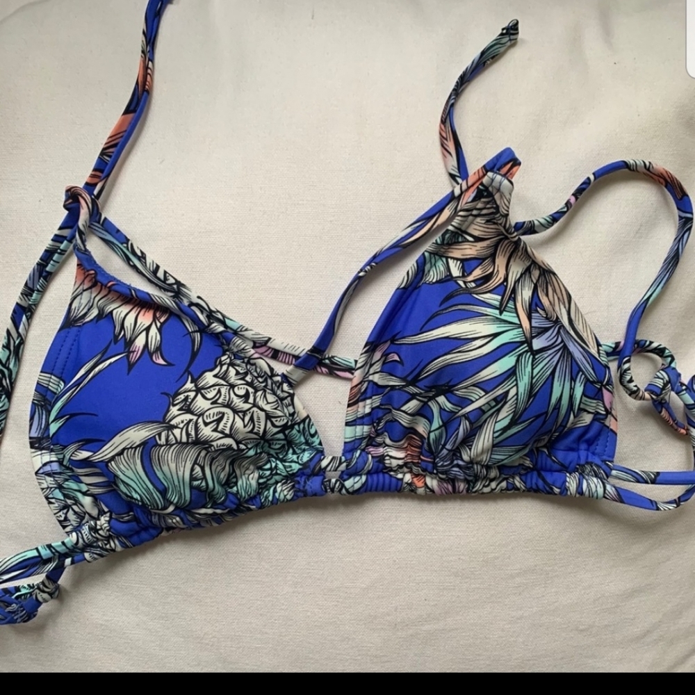 Electric blue Printed bikini top